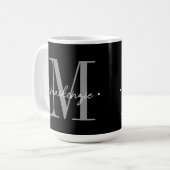 Moderne Monogramm-Minimalistik Schwarz Weiß Kaffeetasse (Vorderseite Links)