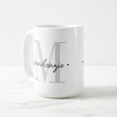 Moderne Monogramm-Minimalistik Schwarz Weiß Kaffeetasse (Vorderseite Links)