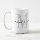 Moderne Monogramm-Minimalistik Schwarz Weiß Kaffeetasse (Links)