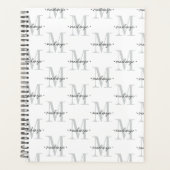Moderne Monogramm-Minimalistik Schwarz Weiß Planer (Vorderseite)