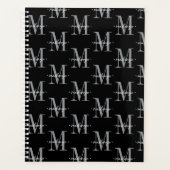 Moderne Monogramm-Minimalistik Schwarz Weiß Planer (Vorderseite)