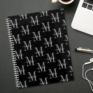 Moderne Monogramm-Minimalistik Schwarz Weiß Planer