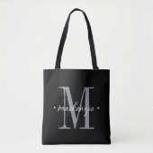 Moderne Monogramm-Minimalistik Schwarz Weiß Tasche (Vorderseite)