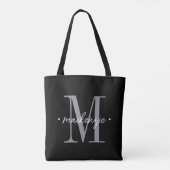 Moderne Monogramm-Minimalistik Schwarz Weiß Tasche (Rückseite)