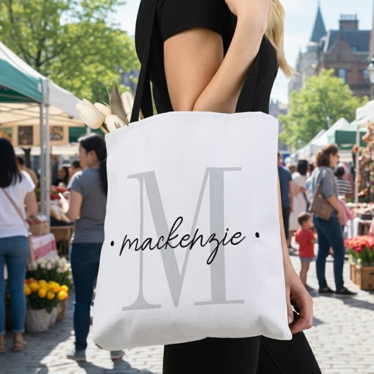 Moderne Monogramm-Minimalistik Schwarz Weiß Tasche