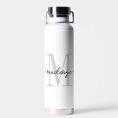 Moderne Monogramm-Minimalistik Schwarz Weiß Trinkflasche (Rückseite)