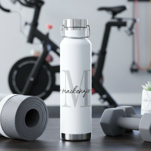 Moderne Monogramm-Minimalistik Schwarz Weiß Trinkflasche