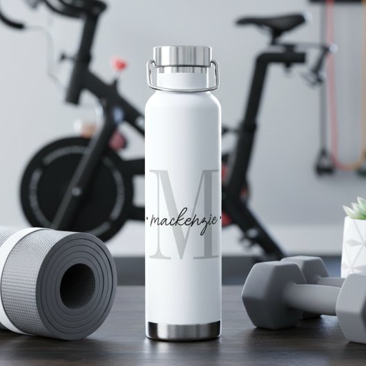 Moderne Monogramm-Minimalistik Schwarz Weiß Trinkflasche