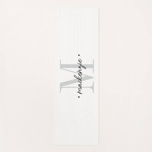 Moderne Monogramm-Minimalistik Schwarz Weiß Yogamatte (Vorderseite)