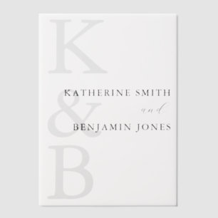 Moderne Monogramm-Minimalistisch-Overlay-Hochzeit Pergament Einladungen