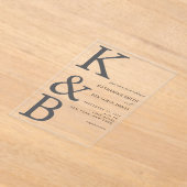 Moderne Monogramm-Minimalistische Hochzeit Acryleinladungen (Ablage )