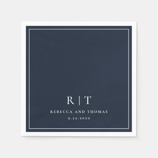 Moderne Monogramm-Minimalistische Hochzeit Serviette (Vorderseite)