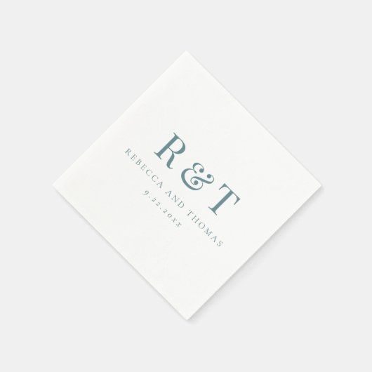 Moderne Monogramm-Minimalistische Hochzeit Serviette (Ecke)