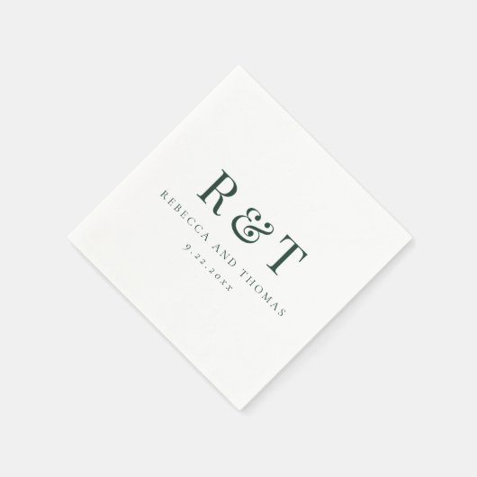 Moderne Monogramm-Minimalistische Hochzeit Serviette (Ecke)