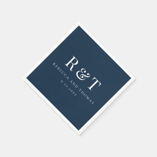 Moderne Monogramm-Minimalistische Hochzeit Serviette (Ecke)