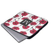 Moderne Monogramm-Mohnmuster Laptopschutzhülle (Vorne Knopf)
