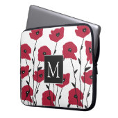 Moderne Monogramm-Mohnmuster Laptopschutzhülle (Vorderseite Links)