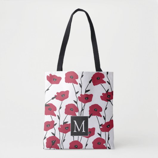 Moderne Monogramm-Mohnmuster  Tasche (Vorderseite)