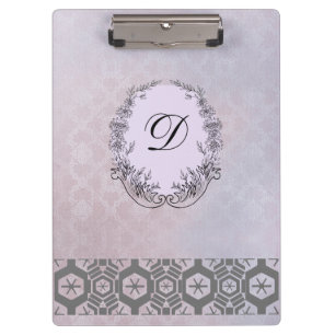 Moderne Monogramm-Muster Vintage-Winterblumen Klemmbrett