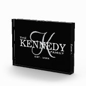 Moderne Monogramm Nachname Typografie Schwarz Fotoblock (Rechts)
