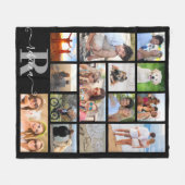 Moderne Monogramm Name 14 FotoCollage benutzerdefi Fleecedecke (Vorderseite (Horizontal))