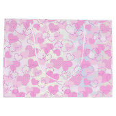 Moderne Monogramm Name auf Lila rosa, weißen Herze Große Geschenktüte (Rückseite)