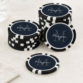 Moderne Monogramm Name Blau Pokerchips