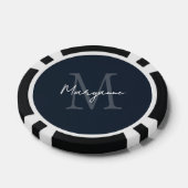 Moderne Monogramm Name Blau Pokerchips (Einzeln)