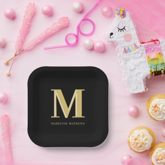 Moderne Monogramm Name fett gedruckte Typografie G Pappteller (Party)