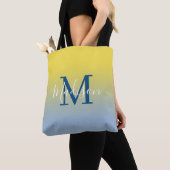 Moderne Monogramm Name Gelb bis leicht blau leucht Tasche (Von Nahem)