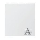 Moderne Monogramm Name Grau Notizblock (Vorderseite)