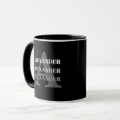 Moderne Monogramm Name Grau Schwarz Tasse (Vorderseite Links)