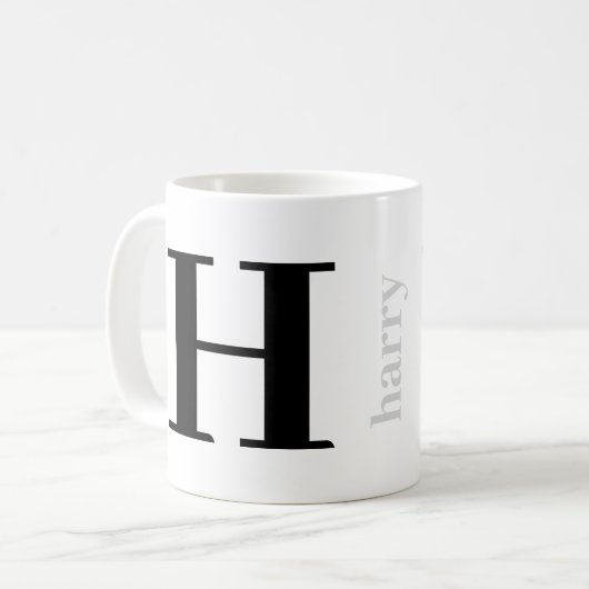 Moderne Monogramm-Name in Fettschrift Silber-Schwa Kaffeetasse (Vorderseite Links)