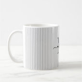 Moderne Monogramm-Name mit grauer Streifenoptik Kaffeetasse (Links)