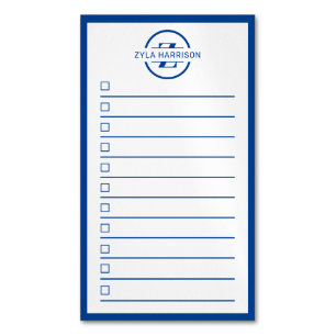 Moderne Monogramm-Name Navyblau To-Do-Liste Magnetische Visitenkarte