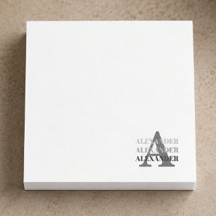 Moderne Monogramm-Name Post-it Klebezettel
