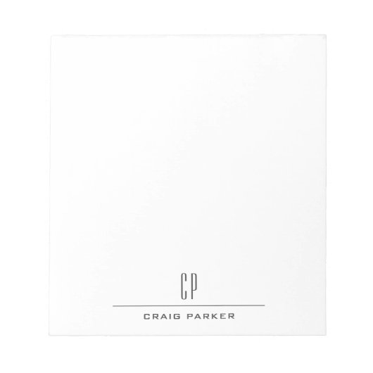 Moderne Monogramm-Name Professionell Schlicht Mini Notizblock (Vorderseite)