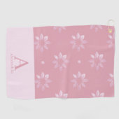 Moderne Monogramm Name Rosa Muster Golfhandtuch (Horizontal)