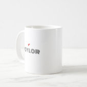 Moderne Monogramm-Name Rotes Herz Kaffeetasse (Vorderseite Links)