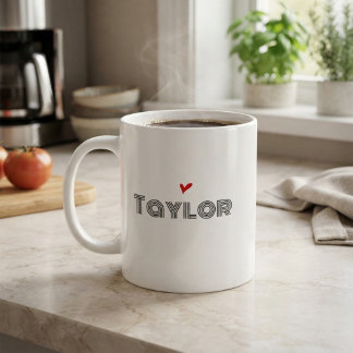 Moderne Monogramm-Name Rotes Herz Kaffeetasse