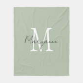 Moderne Monogramm-Name Sagegrün Fleecedecke (Vorderseite)