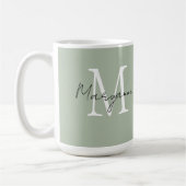 Moderne Monogramm-Name Sagegrün Kaffeetasse (Links)