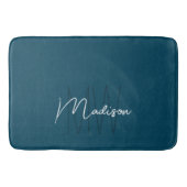 Moderne Monogramm-Name-Schrift Blau Badematte (Vorderseite)
