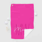Moderne Monogramm-Name-Schrift Rosa Golfhandtuch (Insitu)