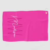 Moderne Monogramm-Name-Schrift Rosa Golfhandtuch (Horizontal)