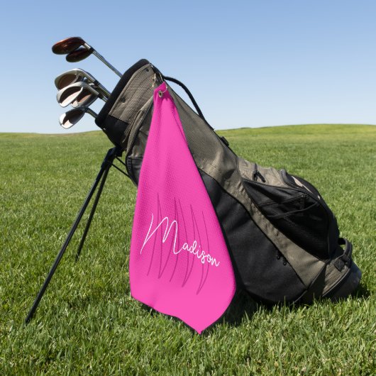Moderne Monogramm-Name-Schrift Rosa Golfhandtuch (Gras)