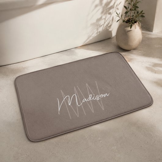 Moderne Monogramm-Name-Schrift Taupe Badematte