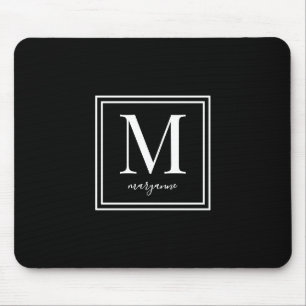 Moderne Monogramm-Name Schwarz & Weiß Mousepad