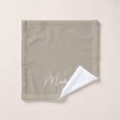 Moderne Monogramm Name Script Beige Badhandtuch Set (Waschlappen)