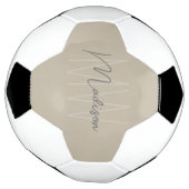 Moderne Monogramm Name Script Beige Fußball (Gedreht)